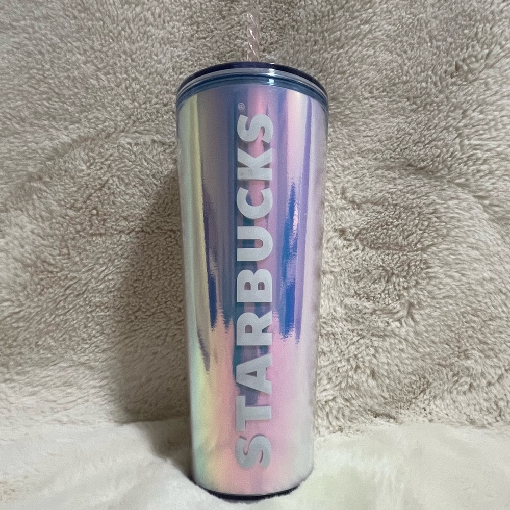 NEW Starbucks Holographic Iridescent Unicorn Tumbler With Straw
